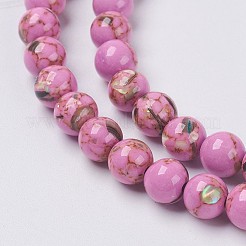 Sea Shell and Synthetic Turquoise Assembled Beads Strands&nbsp;G-G758-05-8mm