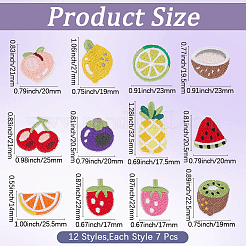 84Pcs 12 Styles Fruit Theme Polyester Appliques&nbsp;PATC-CY0001-78