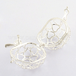 Rack Plating Brass Cage Pendants&nbsp;X-KK-Q402-12S