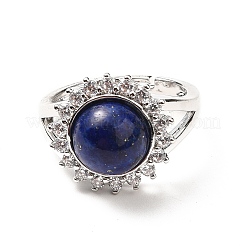 Natural Lapis Lazuli Adjustable Rings&nbsp;RJEW-P043-02P-20