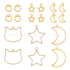 30Pcs 6 Styles Zinc Alloy Open Back Bezel Pendants&nbsp;FIND-TA0009-54