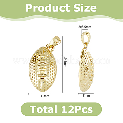 12Pcs Rugby Rack Plating Brass Pendants&nbsp;KK-HS0002-05