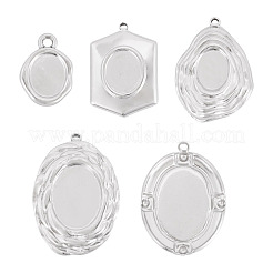 5Pcs 5 Styles 304 Stainless Steel Pendant Cabochon Settings&nbsp;STAS-TA0005-72P