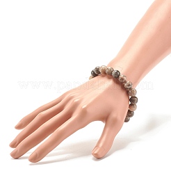 10mm Natural Black Sunstone Round Beads Stretch Bracelet for Men Women&nbsp;BJEW-JB07299-02