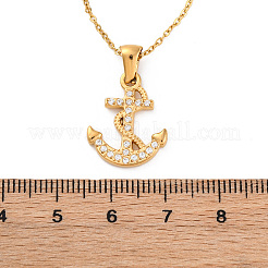 304 Stainless Steel Crystal Rhinestone Anchor Pendant Necklaces&nbsp;LS-NJEW-Z057-01A-G
