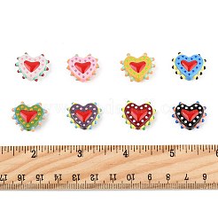 8Pcs 8 Colors Painted Glass Beads Bumpy Beads Heart&nbsp;LAMP-FS0001-50