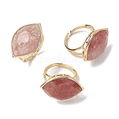 Horse Eye Natural Strawberry Quartz Cuff Rings&nbsp;RJEW-M076-04G-04