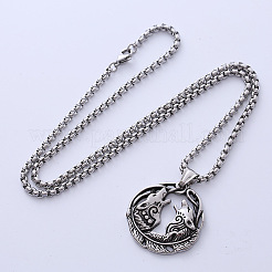 Vintage Retro Double Wolf Pendant 304 Stainless Steel Punk Necklace Men's Fashion Accessory&nbsp;XB0880