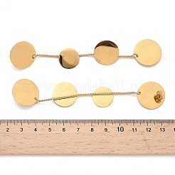 304 Stainless Steel Flat Round Tassel Stud Earrings&nbsp;EJEW-C142-11G