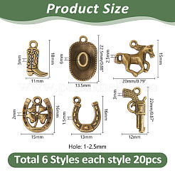 120Pcs 6 Styles Tibetan Style Alloy Pendants&nbsp;FIND-HS0002-13B