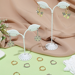 6 Pairs 2 Colors Rack Plating Brass Micro Pave Cubic Zirconia Hoop Earrings Findings&nbsp;KK-BBC0021-75