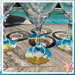 6Pcs 6 Styles Glass Seed Beads & Dyed Synthetic Turquoise Sea Turtle Starfish Wine Glass Charms&nbsp;HJEW-SC00190