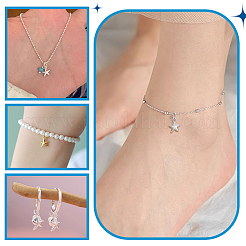 4Pcs 2 Colors 925 Sterling Silver Star Charms&nbsp;STER-PH0004-90