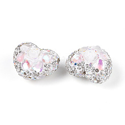 Heart Shape Polymer Clay Pave Rhinestone Beads&nbsp;RB-T018-03C