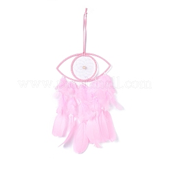 Handmade Eye Woven Net/Web with Feather Wall Hanging Decoration&nbsp;HJEW-K035-04C