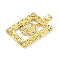 Rack Plating Brass Micro Pave Clear Cubic Zirconia Pendants&nbsp;KK-Z053-09G