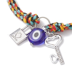 3Pcs 3 Colors Handmade Lampwork & Alloy Charm Bracelets&nbsp;BJEW-JB12749