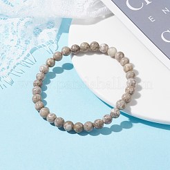 6mm Round Natural Maifanite/Maifan Stone Beads Stretch Bracelet&nbsp;BJEW-JB07088-03