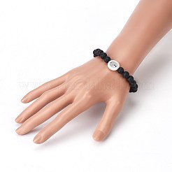 Natural Lava Rock Beads Stretch Bracelets&nbsp;BJEW-JB03969-M