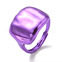 Brass Rectangle Signet Adjustable Ring for Women&nbsp;RJEW-G254-01B
