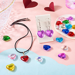 18Pcs 9 Colors Glass Heart Pendants&nbsp;GLAA-TA0003-29