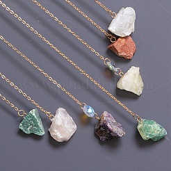 7 Chakra Copper Wire Wrapped Natural Mixed Stone Chips Tree of Life Suncatchers&nbsp;HJEW-F027-08