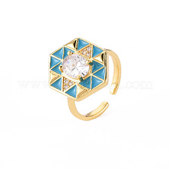 Brass Micro Pave Clear Cubic Zirconia Cuff Rings&nbsp;RJEW-S045-084-NR
