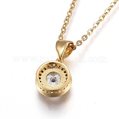 Flat Round Pendant Necklaces&nbsp;X-NJEW-O108-27G