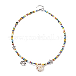 Natural Spiral Shell Pendant Necklaces&nbsp;NJEW-JN05179