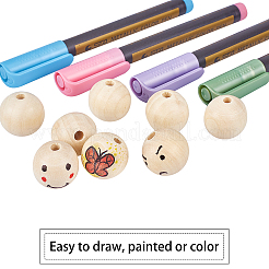 Natural Unfinished Wood Round Beads&nbsp;WOOD-PH0008-91-25mm