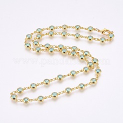 Faceted Glass Link Chain Necklaces&nbsp;NJEW-F230-02G