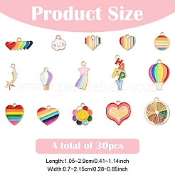 30Pcs 15 Styles Rainbow Color Alloy Enamel Pendants&nbsp;ENAM-YW0005-45