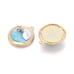 Rack Plating Alloy Enamel and ABS Imitation Pearl and Acrylic Shell Pendants&nbsp;ENAM-T091-66