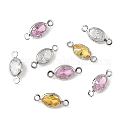 SHEGRACE Brass Pave Cubic Zirconia Oval Connector Charms&nbsp;XGRQ2O871-439P