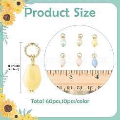 60Pcs 6 Colors Glass Pendants&nbsp;PALLOY-YW00171