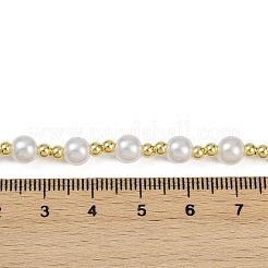Brass & White ABS Imitation Pearl Handmade Link Chain Necklaces&nbsp;NJEW-M099-01G