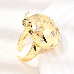 Brass Micro Pave Cubic Zirconia Cuff Open Rings&nbsp;RJEW-D346-01G-02