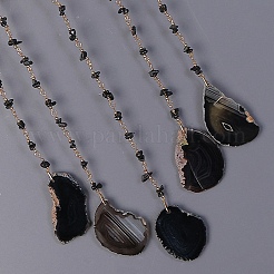 Iron & Natural Black Agate Woven Net Hanging Suncatchers&nbsp;HJEW-F027-09