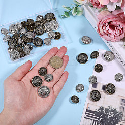 48Pcs 4 Styles Alloy Shank Buttons&nbsp;BUTT-CA0001-37