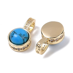 Brass with Cubic Zirconia and Synthetic Turquoise Pendants&nbsp;KK-Q030-17G
