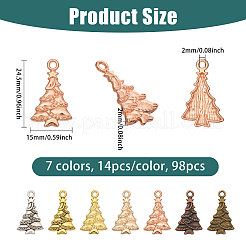 98Pcs 7 Colors Tibetan Style Alloy Pendants&nbsp;FIND-CA0011-20