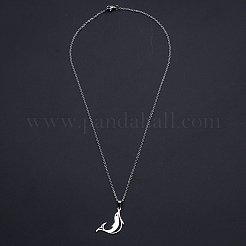 Non-Tarnish 201 Stainless Steel Dolphin Pendants Necklaces&nbsp;NJEW-S105-JN710-45-1
