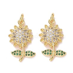 Brass Micro Pave Cubic Zirconia Pendants&nbsp;KK-G415-37G