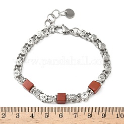 Natural Red Jasper Link Chain Bracelets for Women&nbsp;BJEW-Z148-06P-01