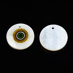 Printed Freshwater Shell Charms&nbsp;SHEL-T009-20C