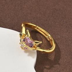 Brass Micro Pave Cubic Zirconia Finger Rings&nbsp;RJEW-H258-08G