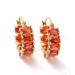 Cubic Zirconia Oval Hoop Earrings&nbsp;EJEW-F298-21G