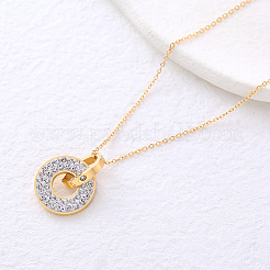 Amis Round Circle Diamond Inlaid Double Layer Necklace Elegant Minimalist Jewelry&nbsp;OX5450