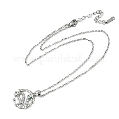 Brass Micro Pave Clear Cubic Zirconia Ring with Snake Pendants Necklaces&nbsp;NJEW-K280-03A-P