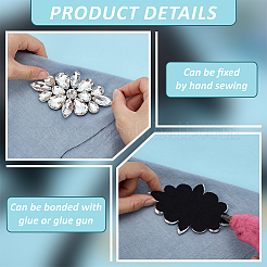 2Pcs Flower Glass Rhinestone Costume Accessories&nbsp;FIND-FG0004-81B